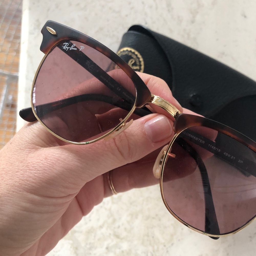 Ray-Ban pink polarized tortoise frame sunglasses
